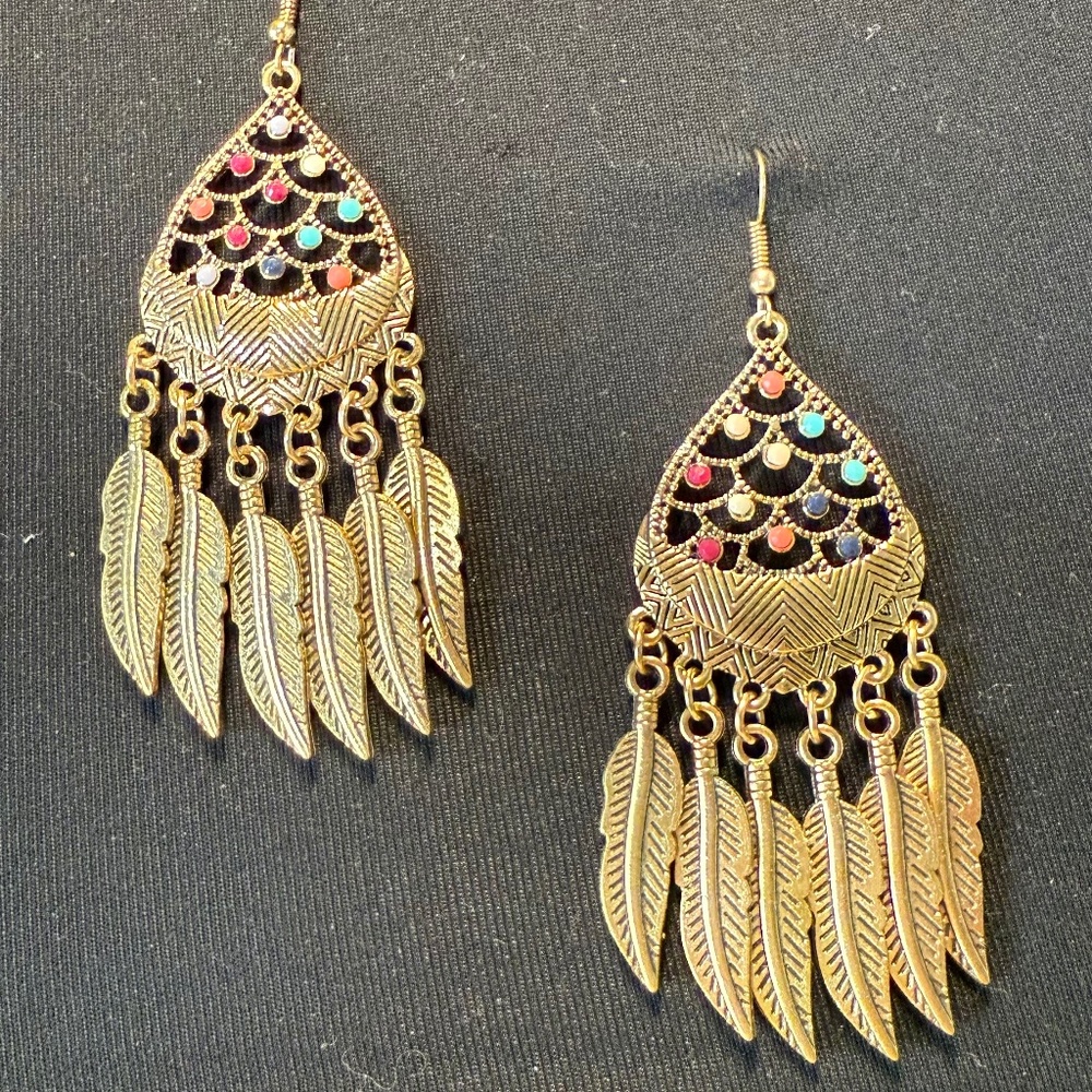 Bohemian Dangle Feather Earrings
